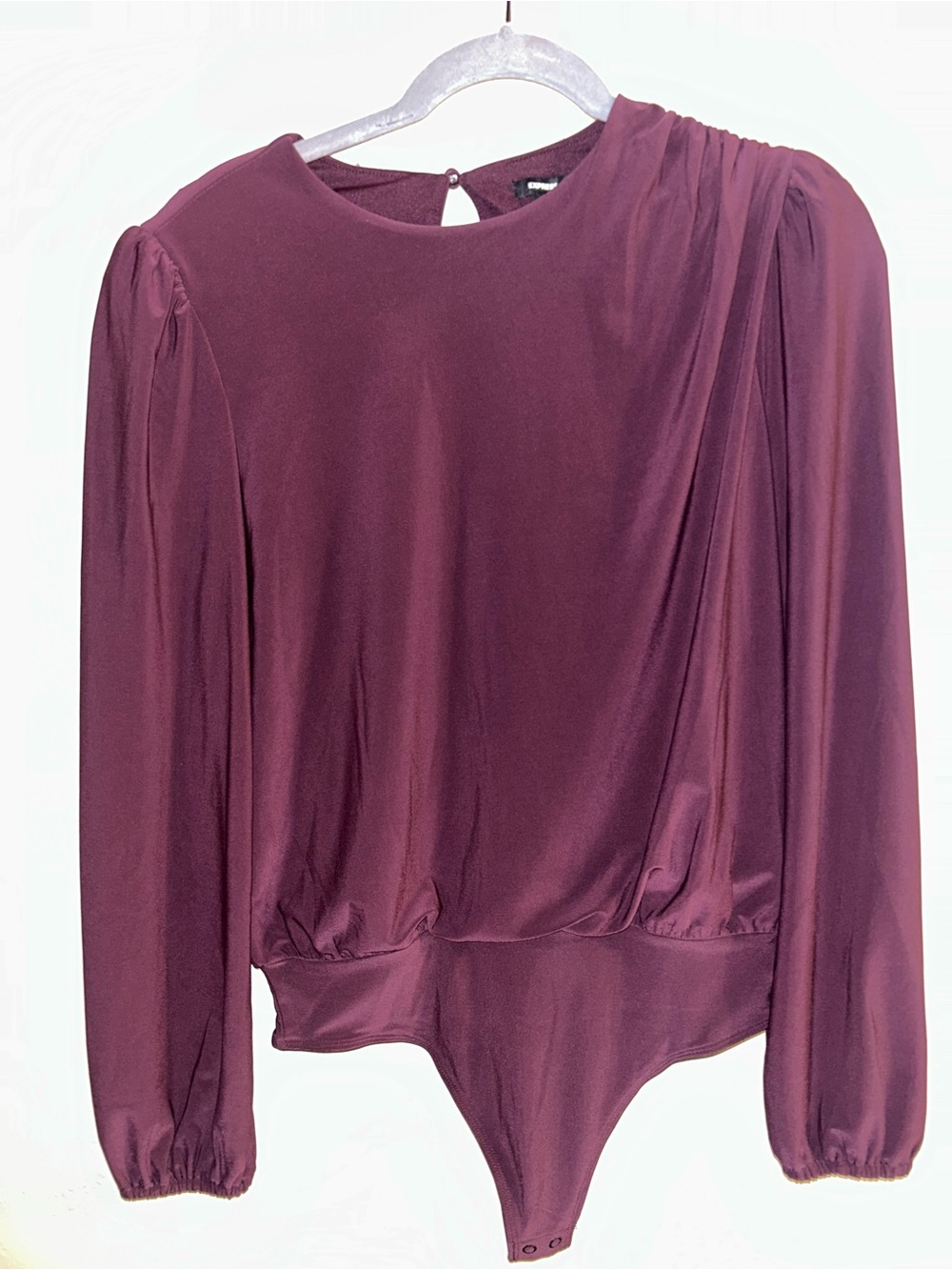 Express Plum Long-Sleeve Draped Bodysuit